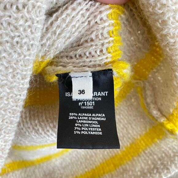 ISABEL MARANT Etoile Georgia Sweater Striped Mock Neck Alpaca US Size 4 Size 36 - Picture 5 of 8
